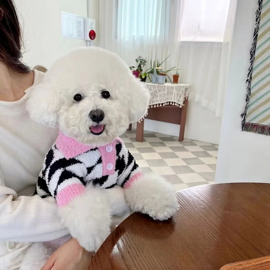 Pink Diamond Plaid Pet Sweater