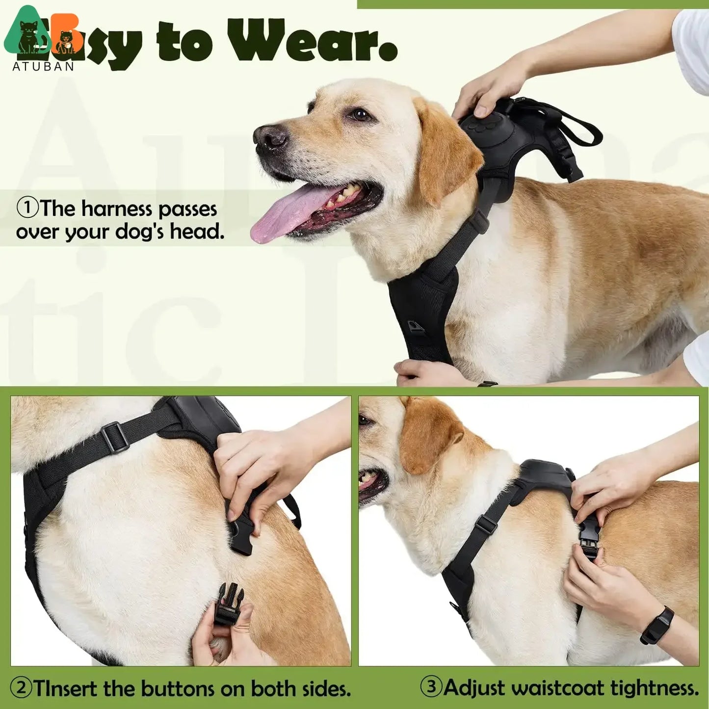 Pet Harness with Self-shrinking Leash